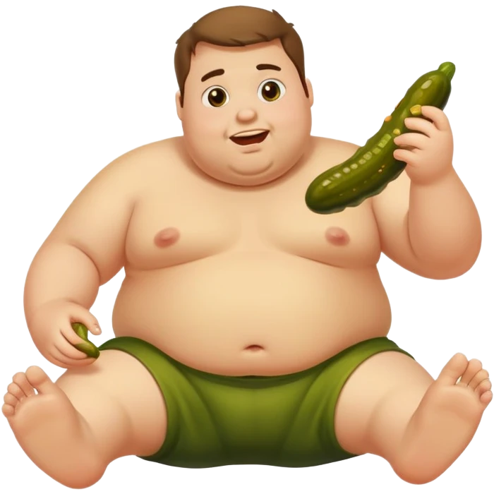 Fat guy eating pickles with feet out  emoji