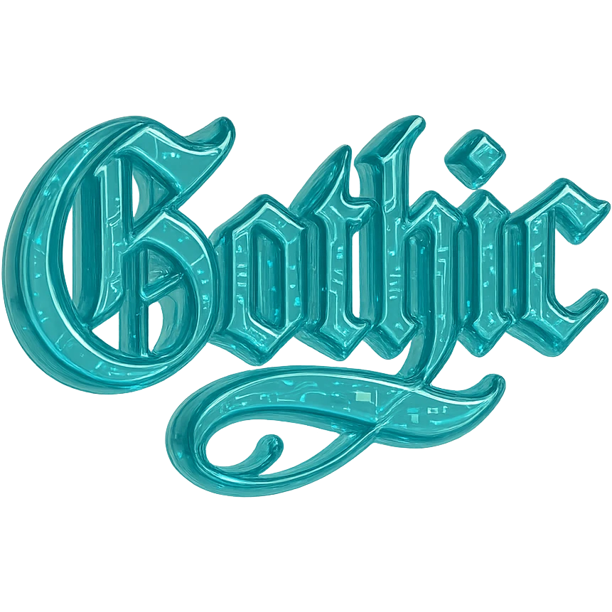 the word 'Gothic' in ornate gothic calligraphy, glossy circuit style emoji