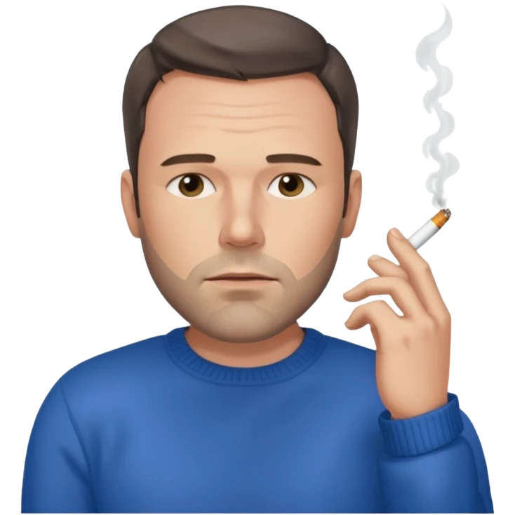 Ben Affleck looking tired holding a cigarette while wearing a blue sweater emoji