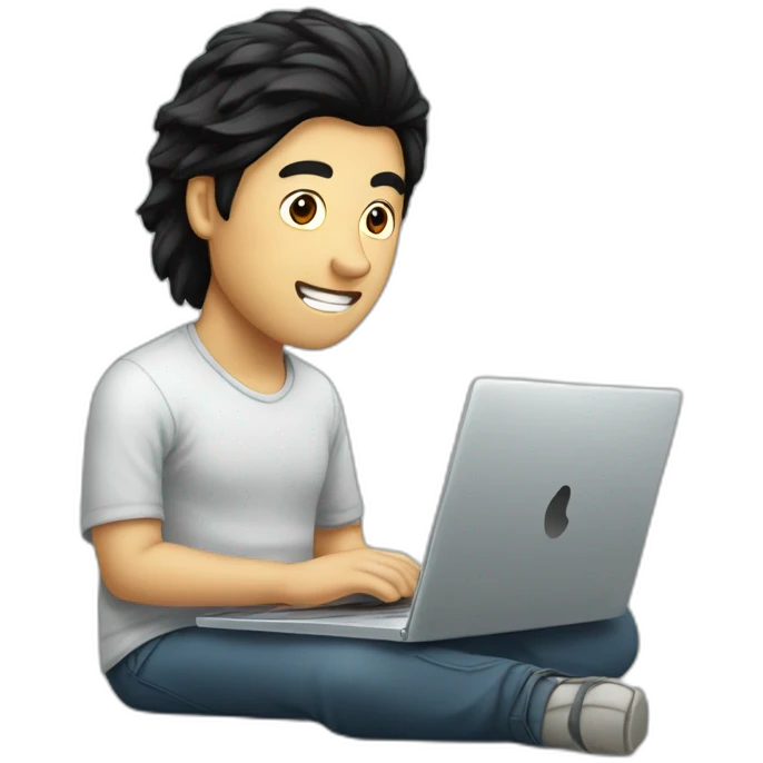 asia-man-black-hair-on-glass-with-laptop emoji
