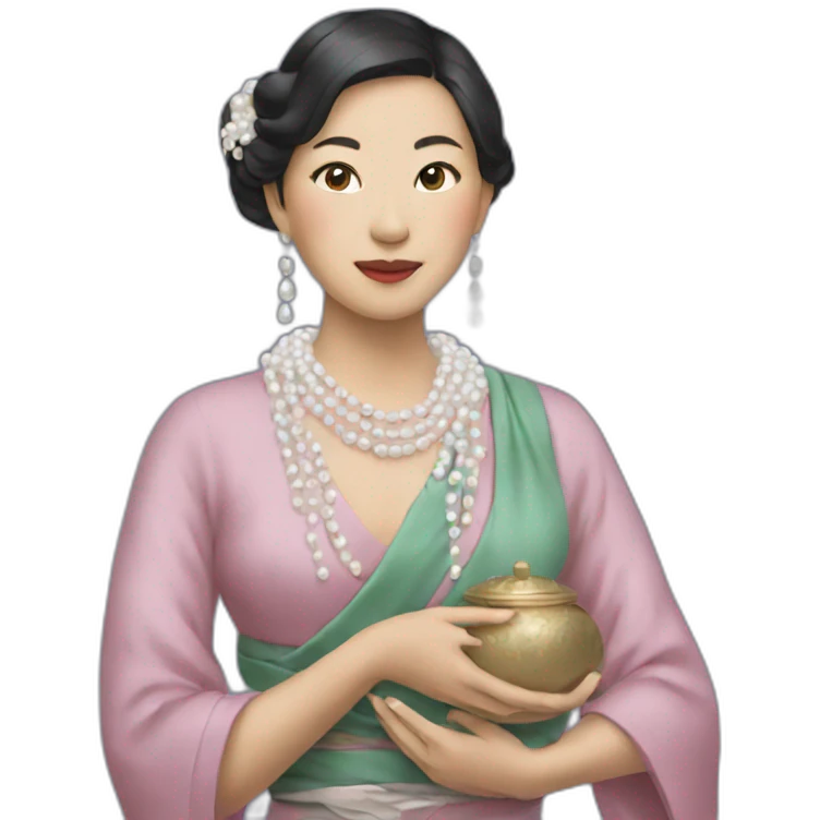Asian woman clutching  pearls emoji