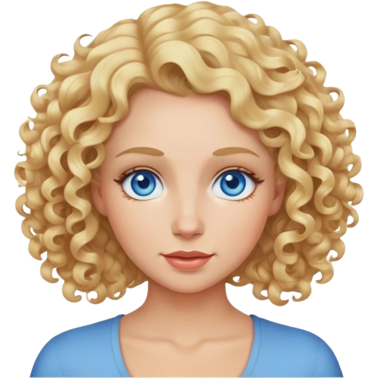 Mom with curly blonde hair and blue eyes  emoji