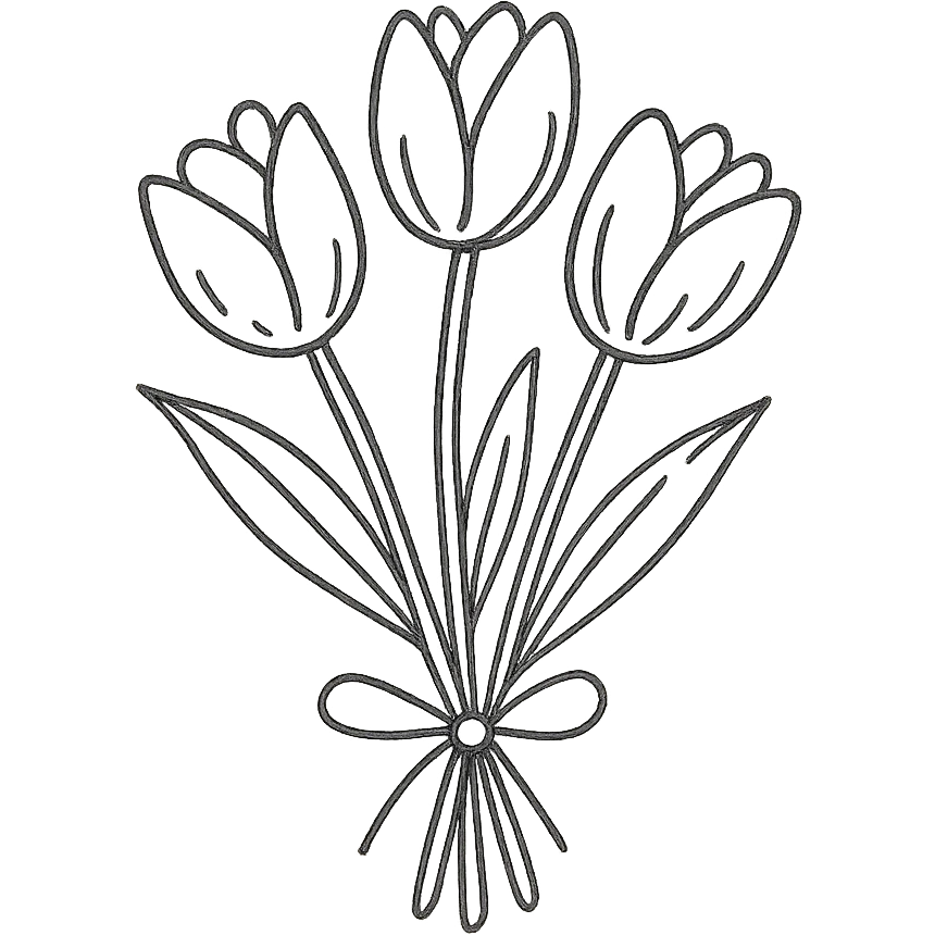 light pink tulip bouquet, hand drawn icon emoji