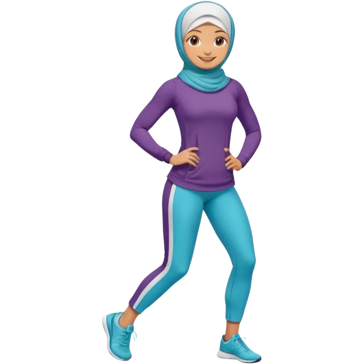 High resolution full body of a girl wearing a hijab and is a fitness trainer emoji