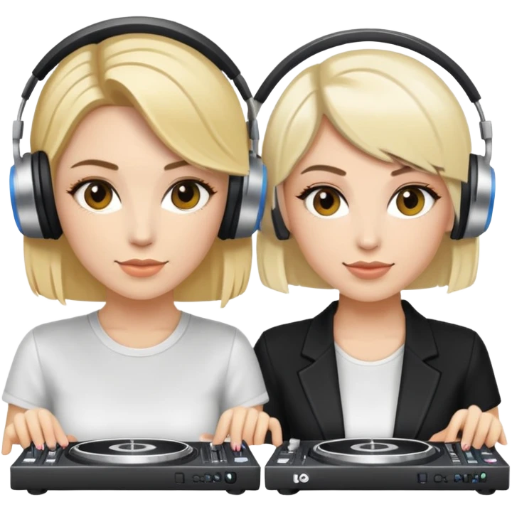 Blonde female and brunette female DJs emoji