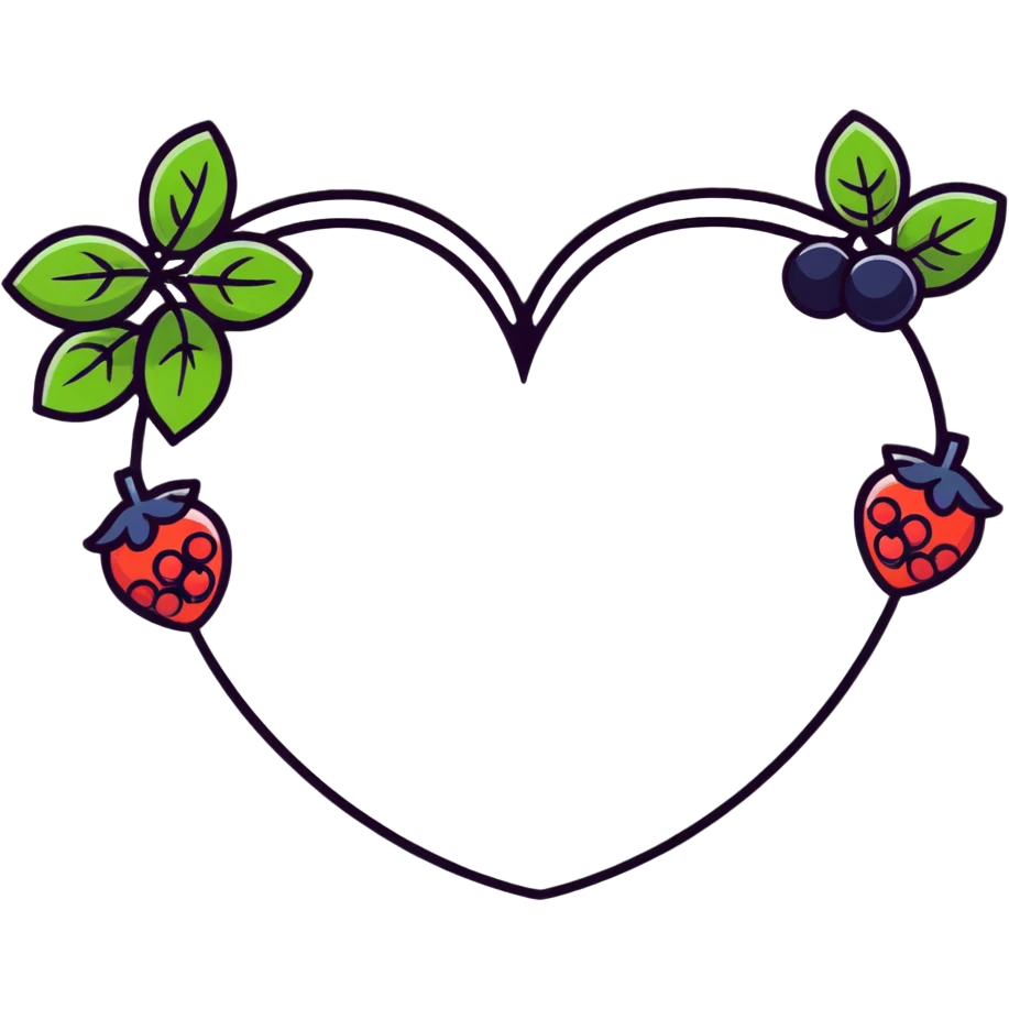 heart shape made out of berries emoji