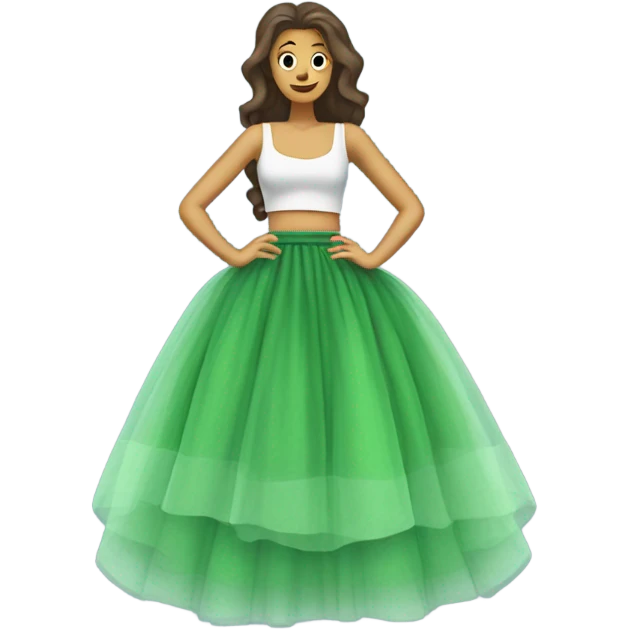Long Green tulle skirt, isolated emoji