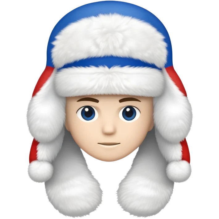 white ushanka winter hat with Russian tricolor flag (white, blue, red) prominently displayed on the front emoji
