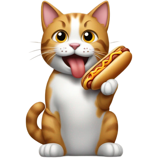 Cat eating a hotdog  emoji
