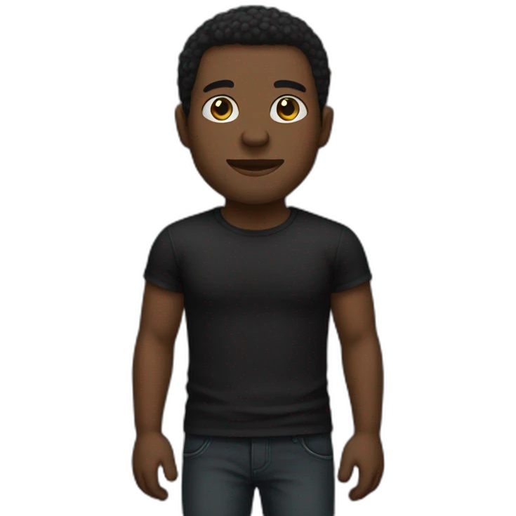black guy in black clothes emoji