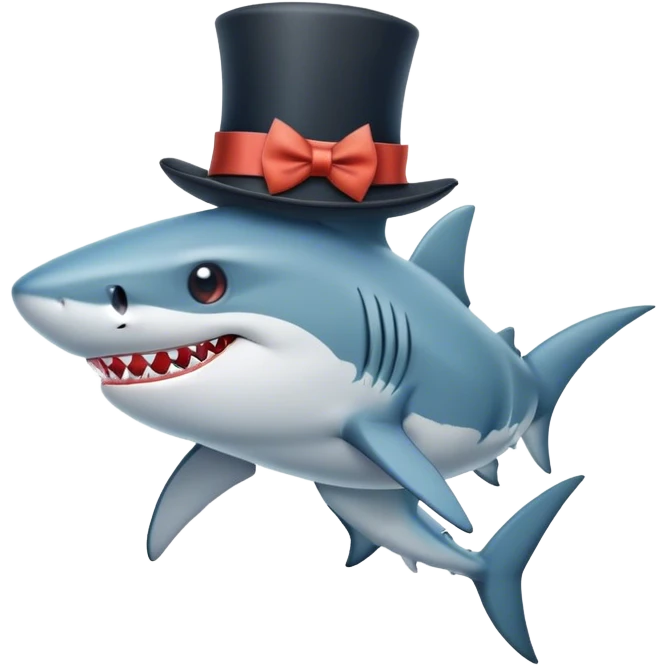 Shark with a top hat emoji