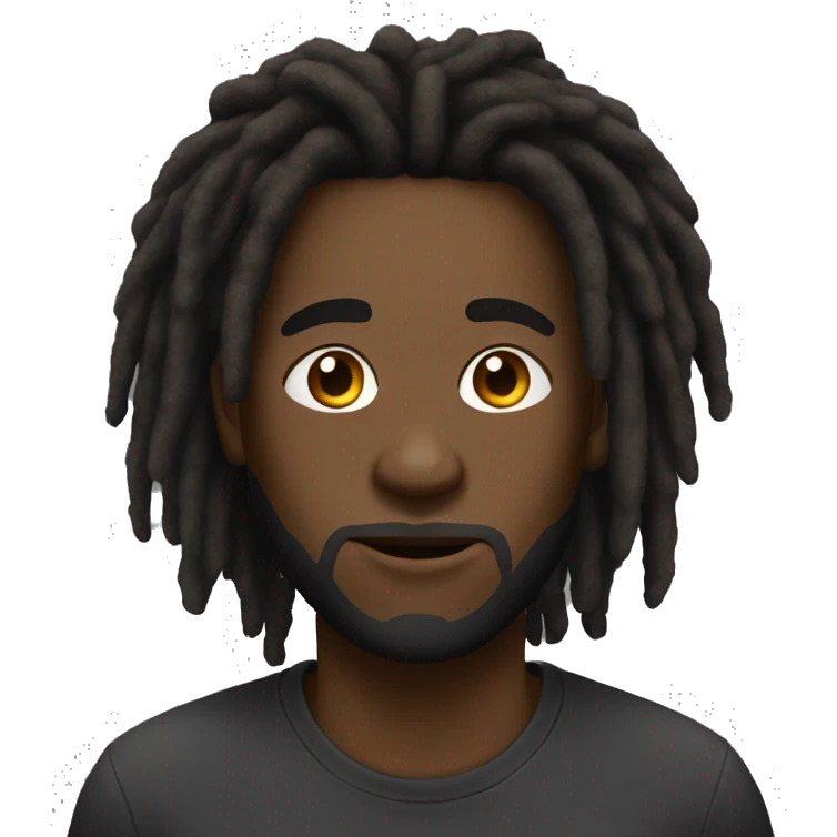 Black Guy with Dreadlocks,a black tshirt, brown eyess  emoji