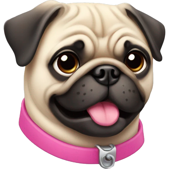 pug with pink collar emoji