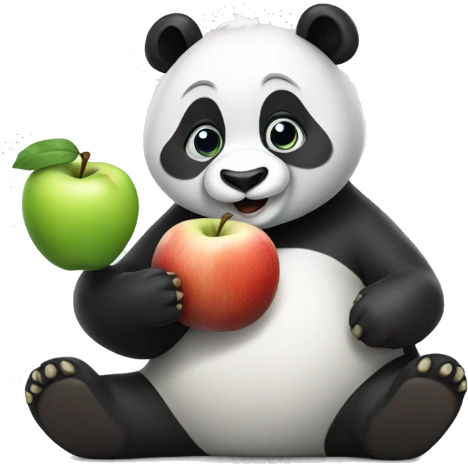 Un panda comiendo manzana  emoji