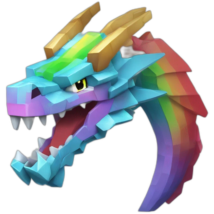 Minecraft Rainbow Dragon Head Diamond Horn emoji