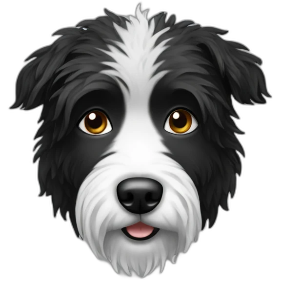 Hairy Black and white wet dog emoji