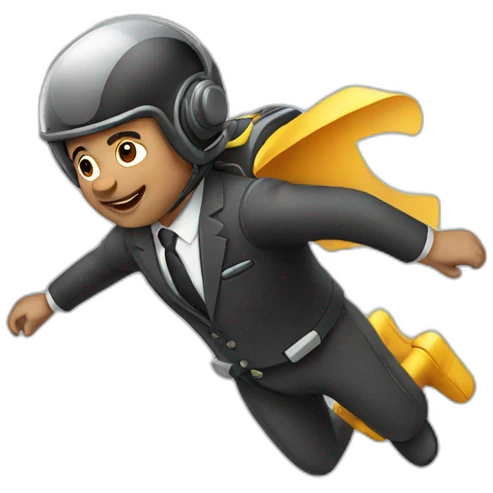 suit man flying jetpack emoji