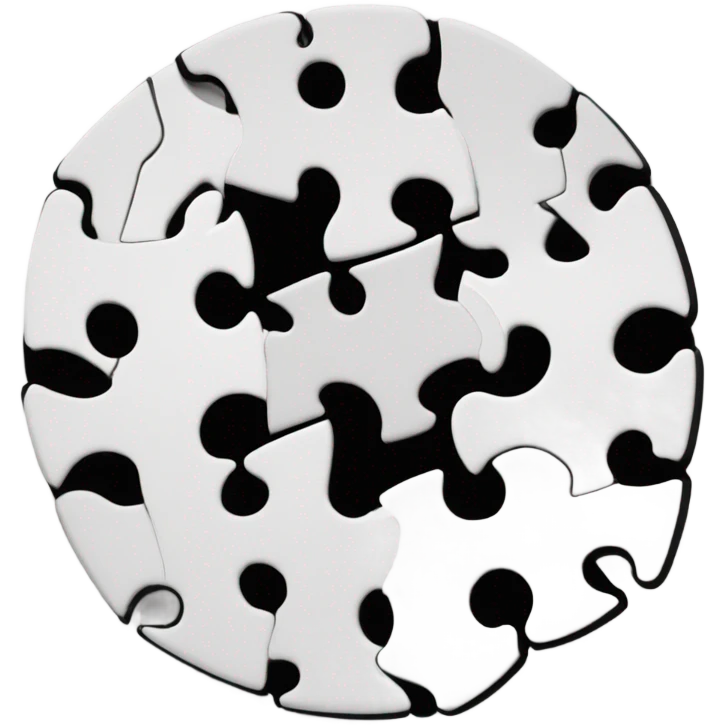 separate white puzzle pieces in a circle with black edges emoji