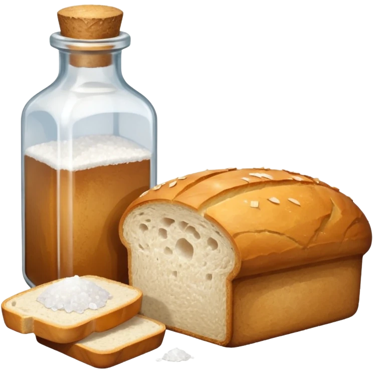 one simple a bottle of salt and a loaf of bread emoji