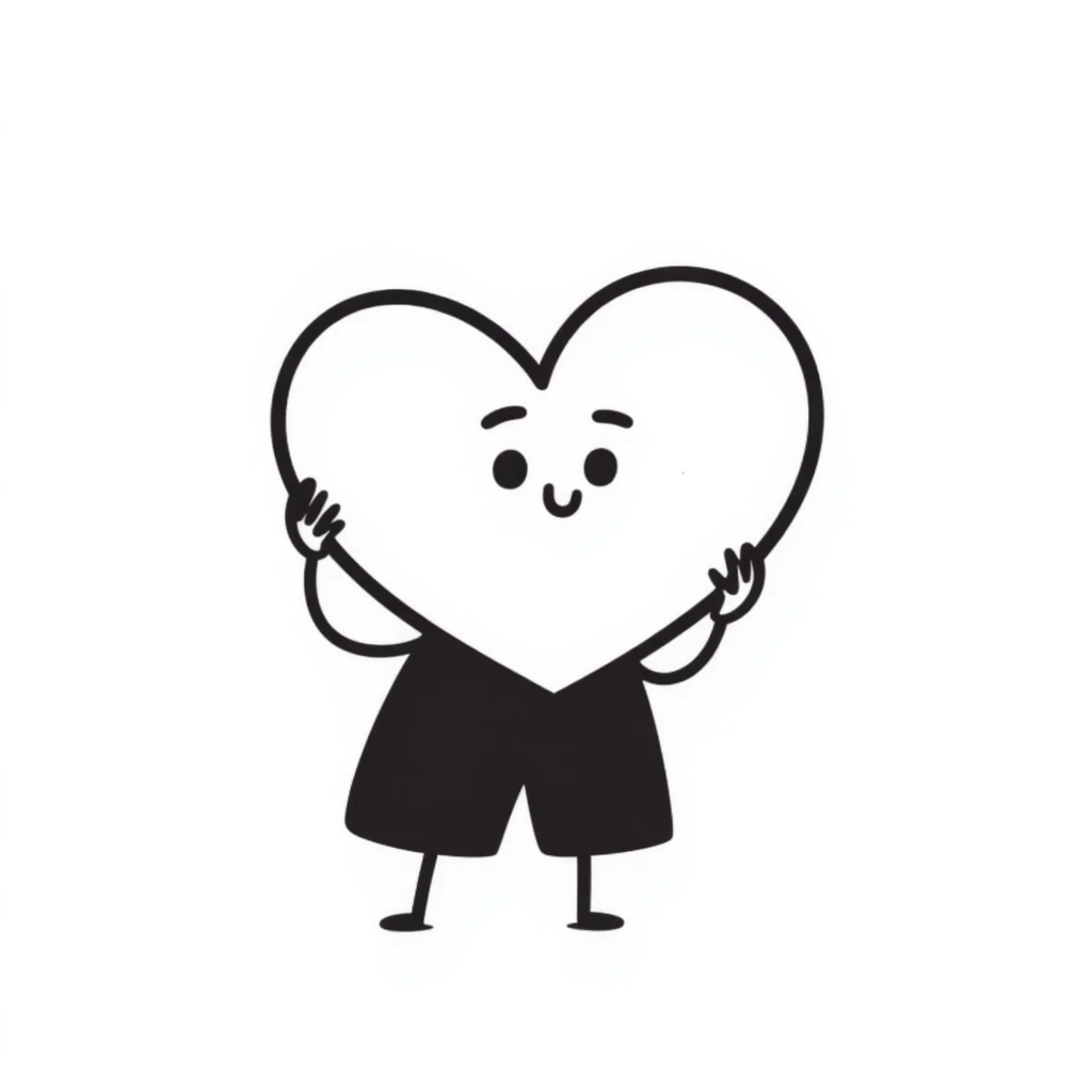 A hand-drawn heart cartoon character with cute face and arms, where the top curved parts of the heart clearly resemble butt cheeks emoji