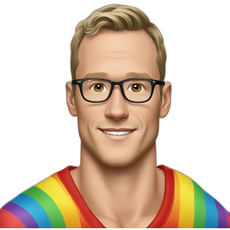 Jonathan Toews wearing glasses and rainbow clothes emoji