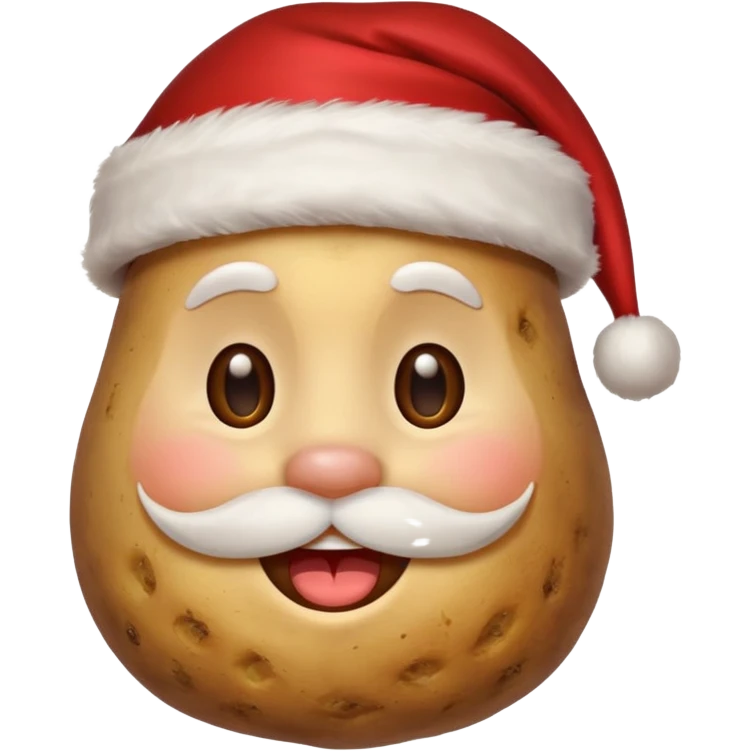 Potato with a smile face and a Santa Christmas hat on emoji