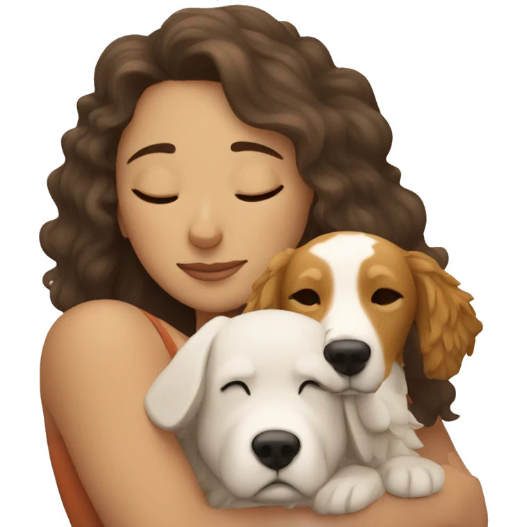 sleeping blon haired woman with a log haired autralian dog emoji