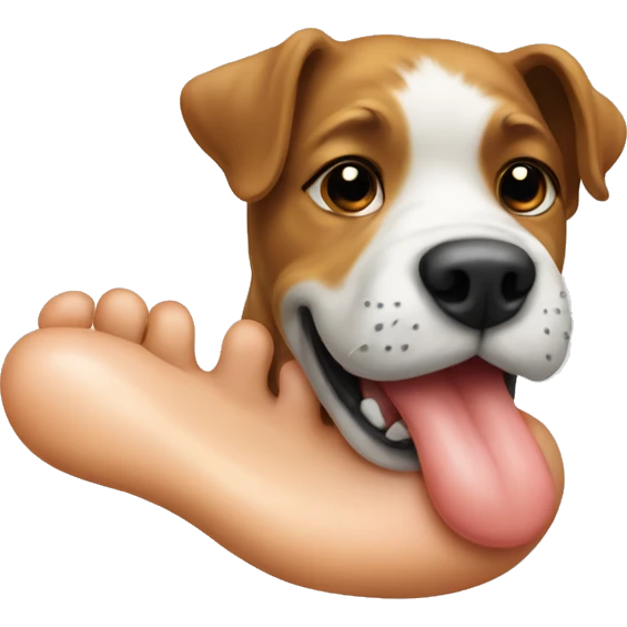 Foot with a dog licking it emoji