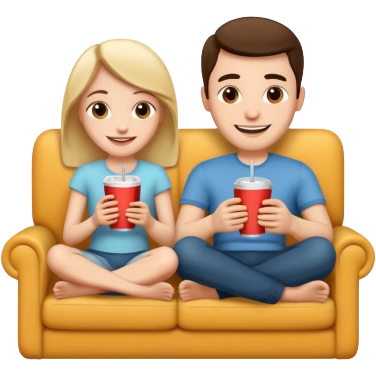 A couple sitting on a sofa watching a movie emoji