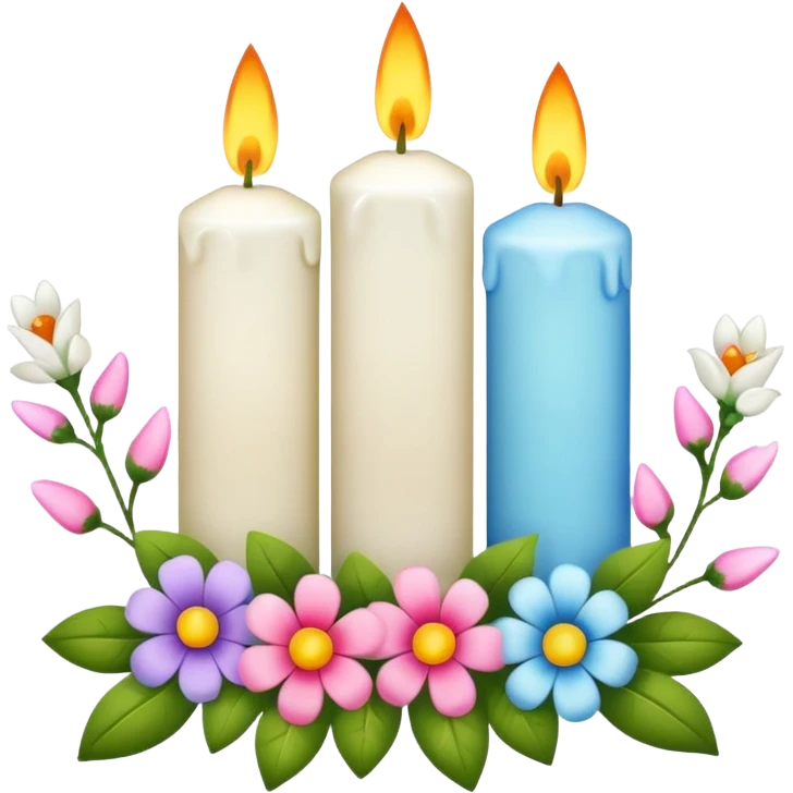 Candles white and with flowers emoji