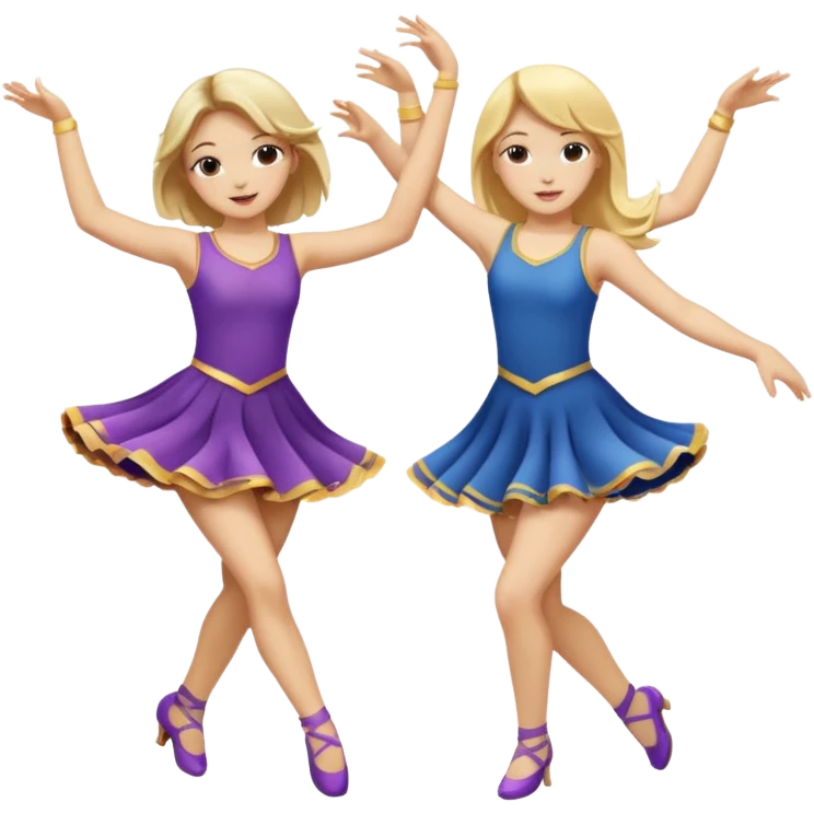 two girls dancing one is blond and one is brunette emoji
