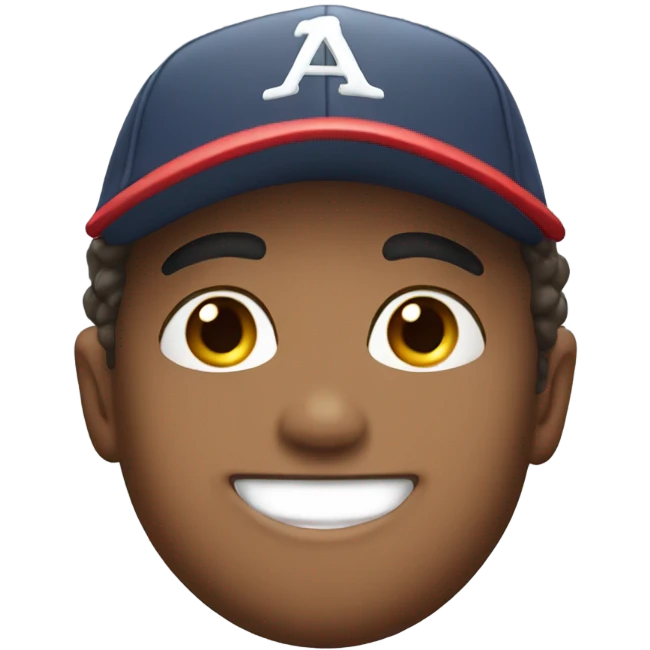 smiling boy in baseball cap, super gay emoji