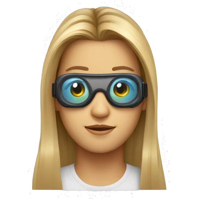 Oval shape face with rectangle shape goggles with long hair  emoji