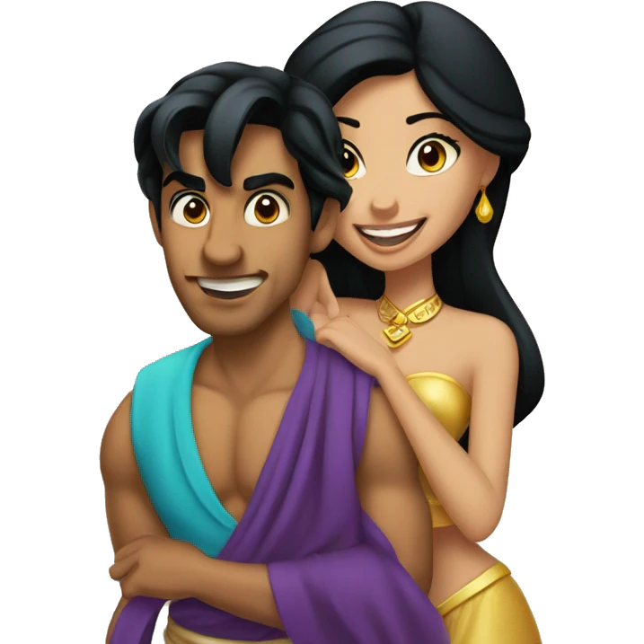 Aladdin, Jasmine and the genio  emoji