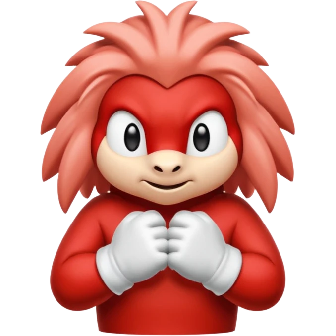 Sonic the hedgehogs friend knuckles a red animal with peach arms and white gloves he’s a echidna emoji