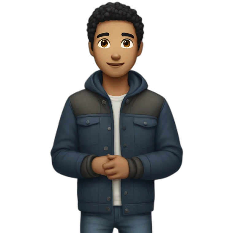 winter boy with light beard and normal black hair emoji