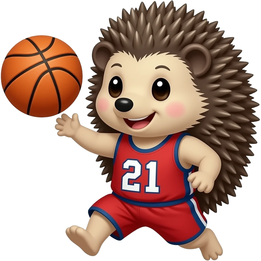 Hedgehog with cloth, playing basketball emoji