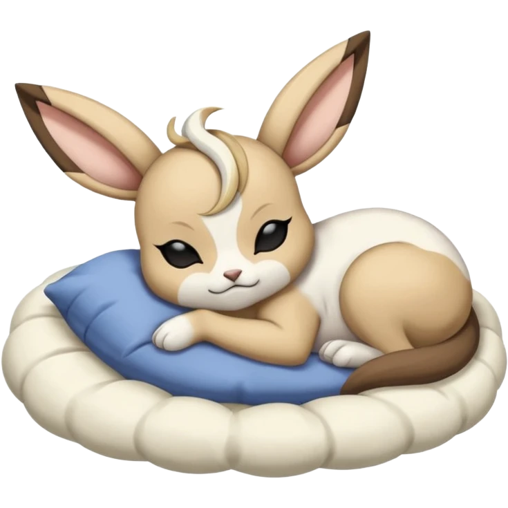 Animalistic tired sleeping snoozing snoring kawaii chibi sleepy happy glad somber mongral Meloetta-Absol-Eevee-Gatomon-hybrid-fusion-animal emoji