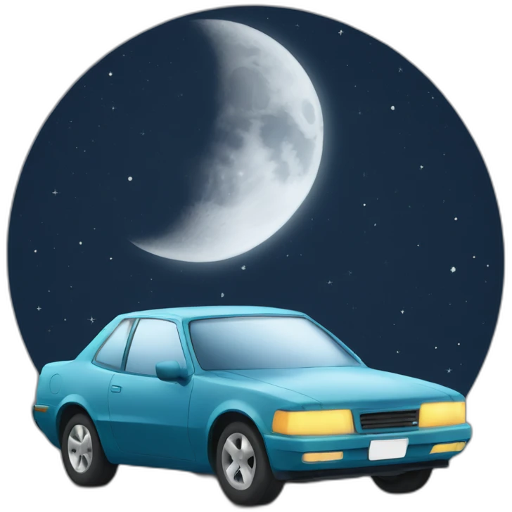 moon shining on a car emoji