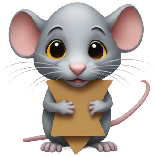 RAT, looks to the right side, holds a sign emoji