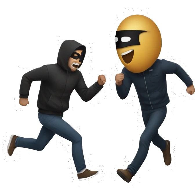 a man getting chased by another masked man emoji