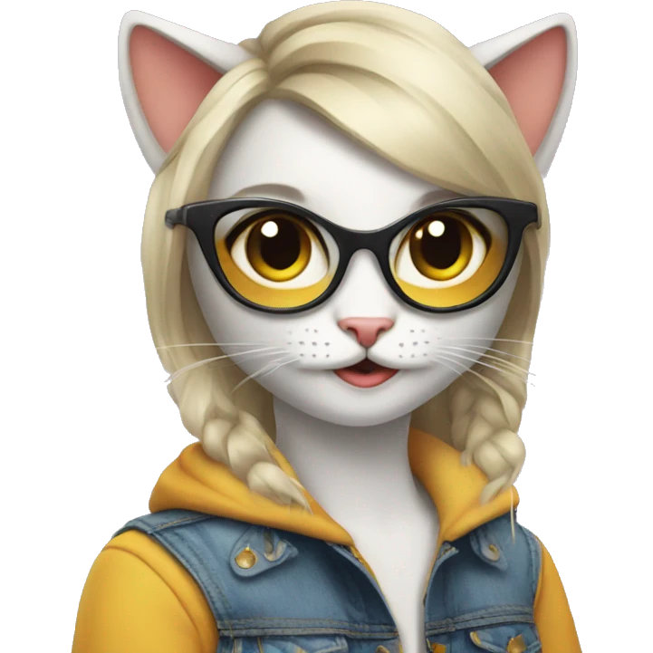 super cool girl cat emoji