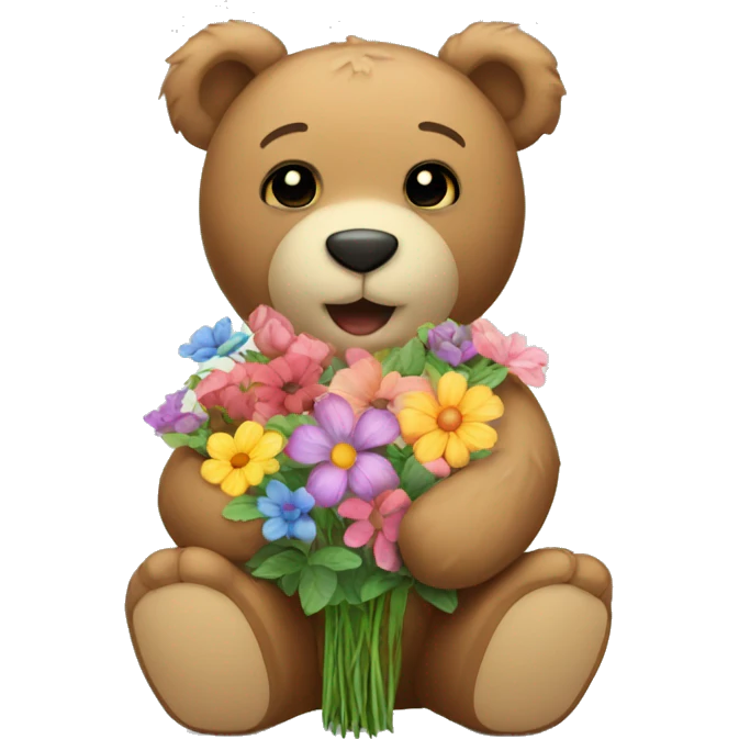 teddy bear with flowers emoji
