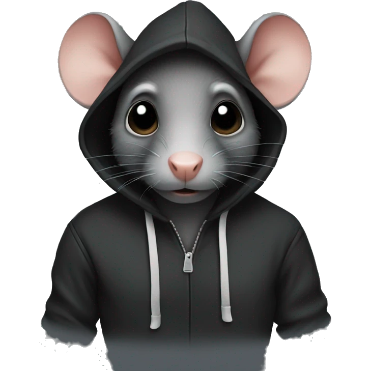 Black rat wearing a hoodie emoji