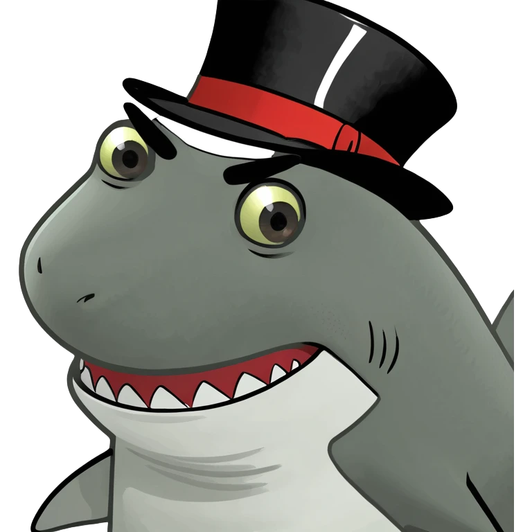 Shark with a top hat emoji