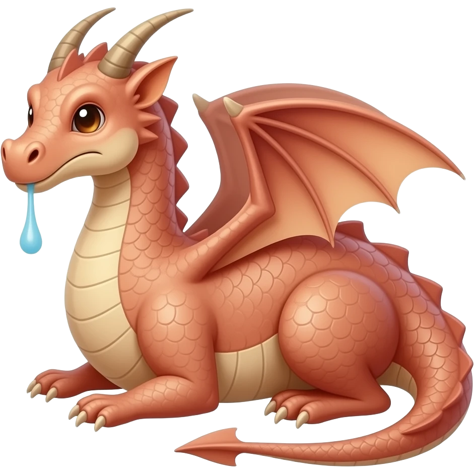a skin coloured dragon with no scales which is collapsed from exhaustionand run out of puff emoji