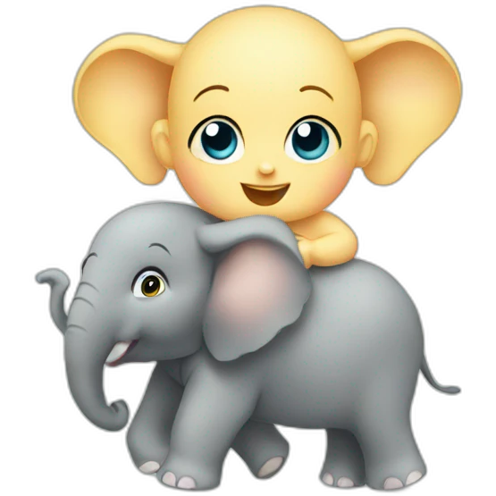 Baby on elephant emoji