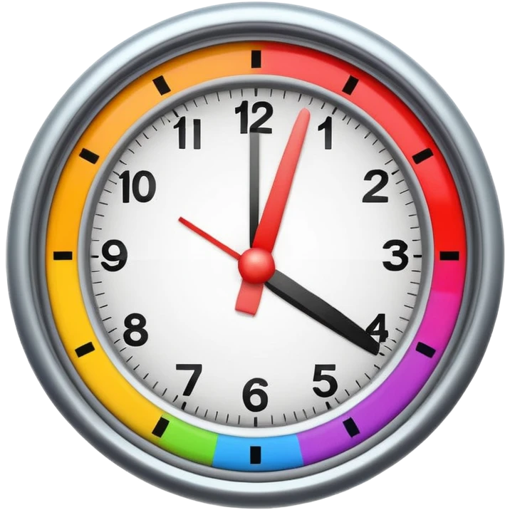 classic round timer face, simple and clear, bold minute hand pointing at 3, bright colors, no text emoji