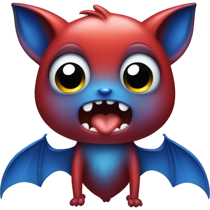 red shiny bat animal crying blue tears emoji