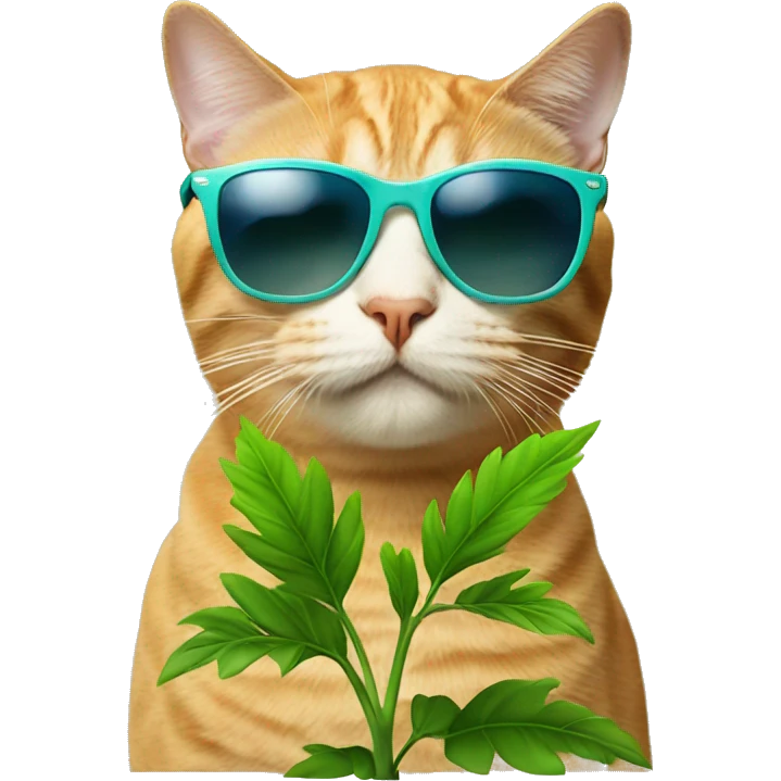 Cat with sunglasses smokin a plant emoji